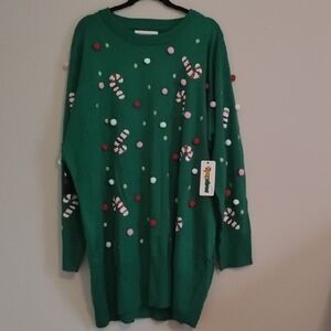 Tipsy Elves Green Candy Cane Sweater HOLIDAY Christmas Dress